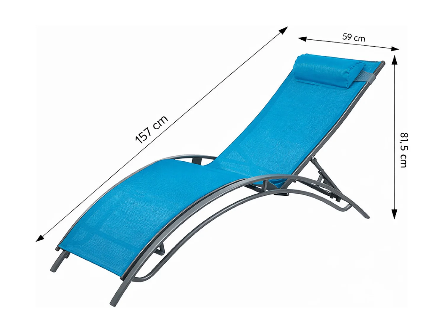 Lot de 2 transats ajustables gris et bleu CALI