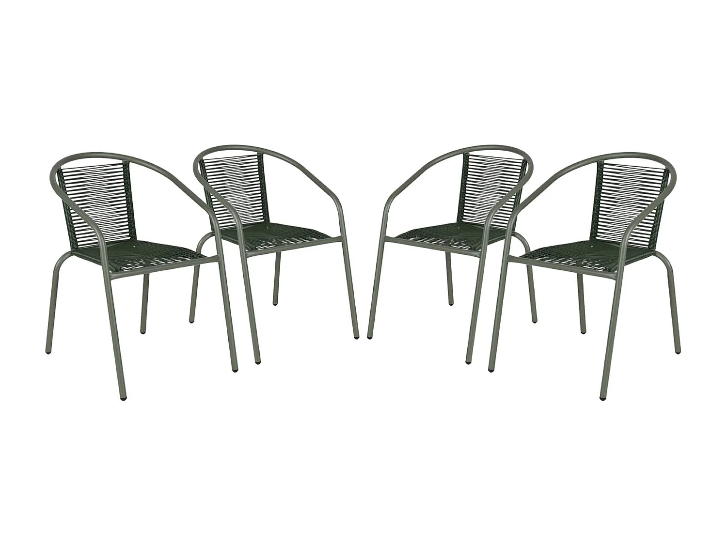 Fauteuils de jardin structure métallique kaki et résine couleur naturelle. traitement antirouille. lot de 4 TONALA