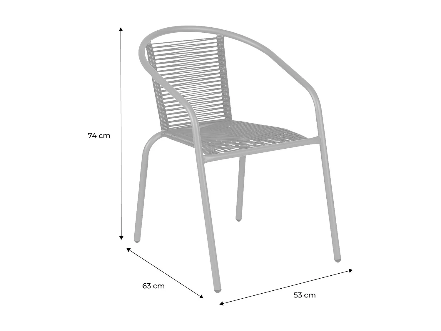 Fauteuils de jardin structure métallique kaki et résine couleur naturelle. traitement antirouille. lot de 4 TONALA
