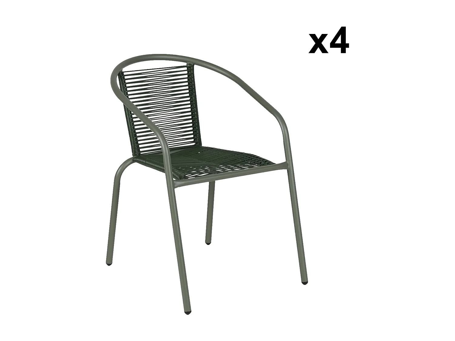 Fauteuils de jardin structure métallique kaki et résine couleur naturelle. traitement antirouille. lot de 4 TONALA