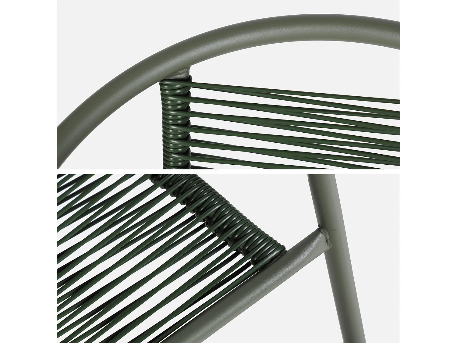 Fauteuils de jardin structure métallique kaki et résine couleur naturelle. traitement antirouille. lot de 4 TONALA