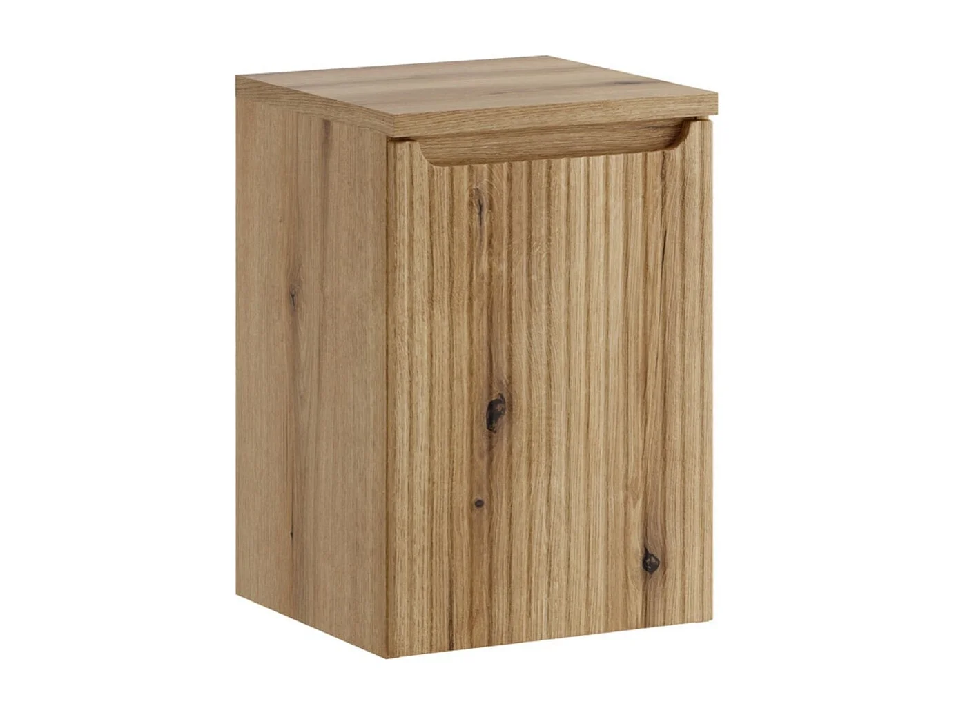 Panier à linge VANO 40 cm – meuble suspendu chêne clair avec porte abattante et plateau