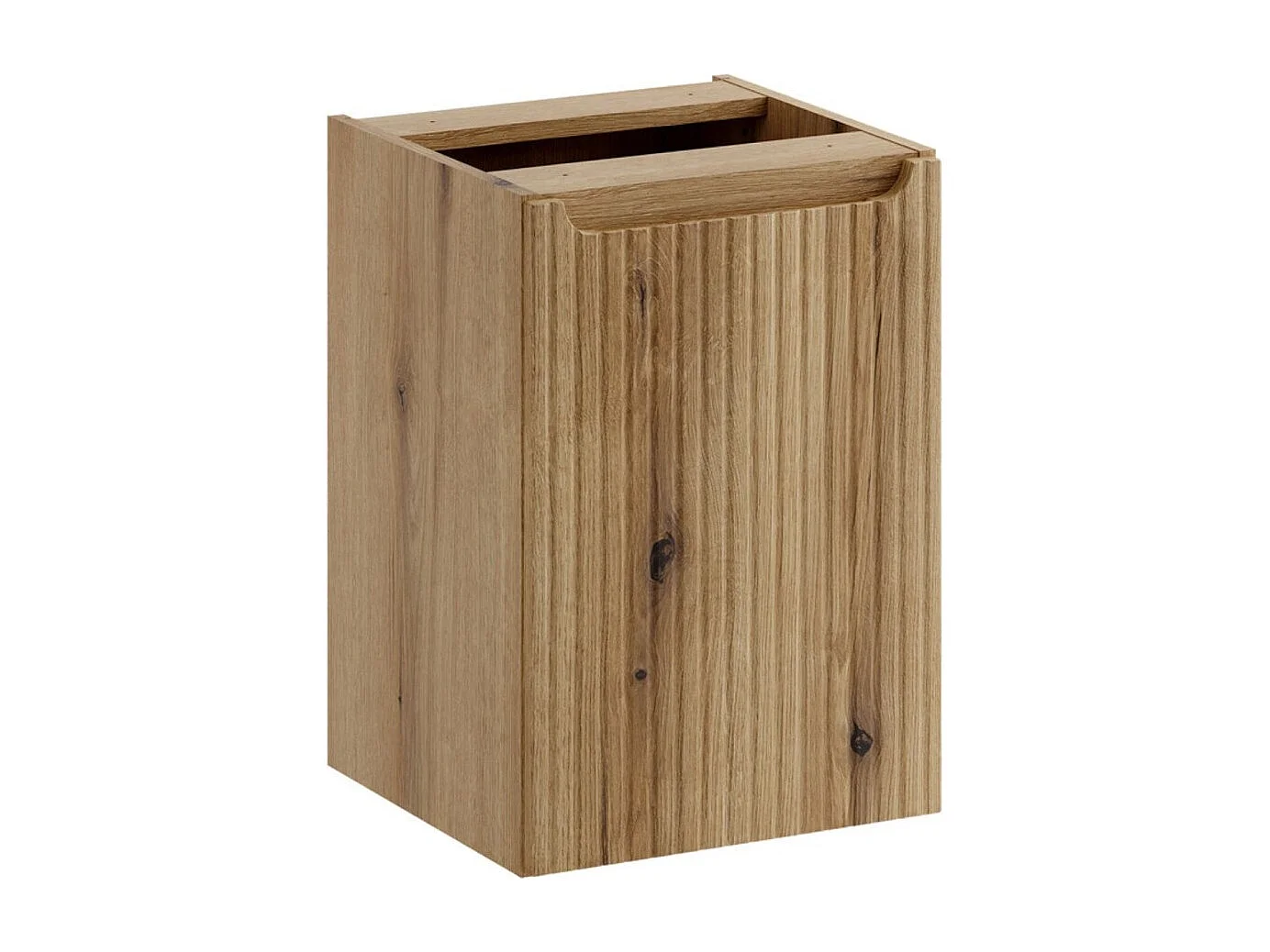 Panier à linge VANO 40 cm – meuble suspendu chêne clair avec porte abattante et plateau