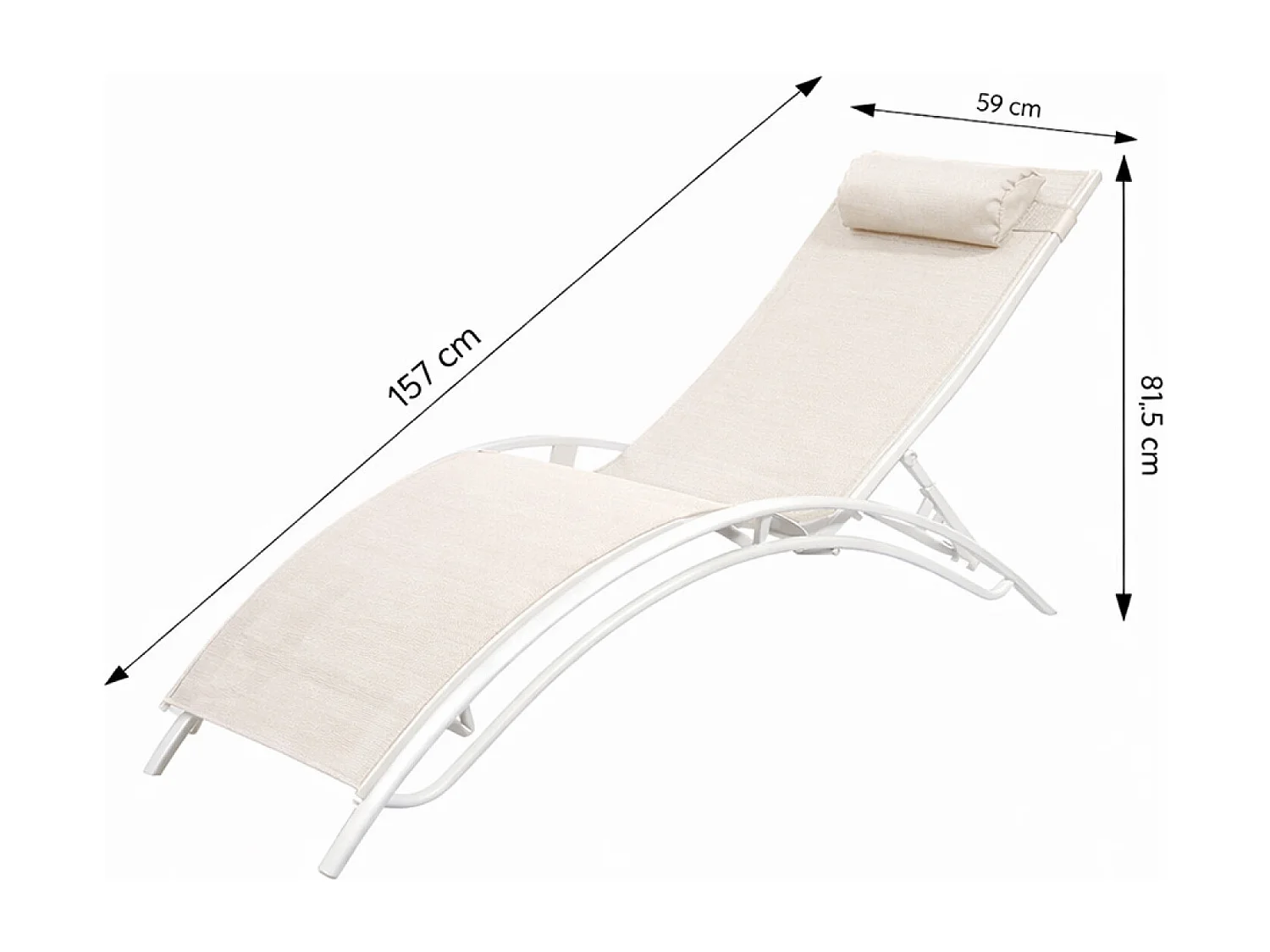 Lot de 2 transats ajustables blanc et écru CALI