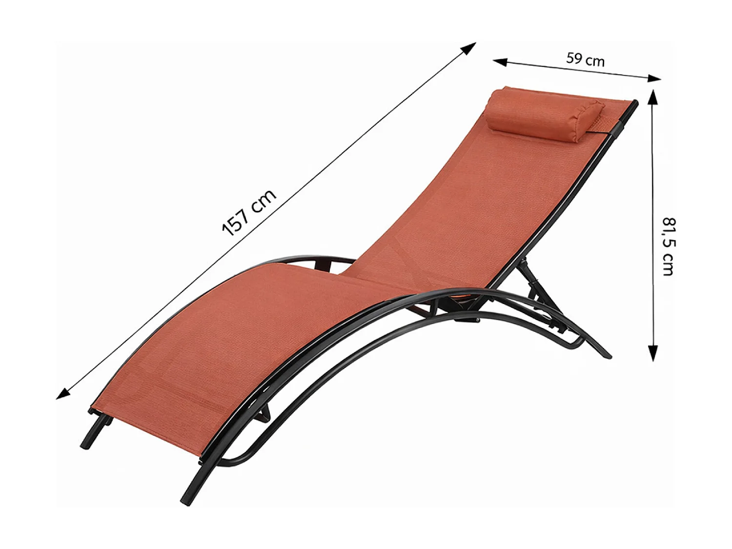 Lot de 2 transats ajustables noir et terracota CALI