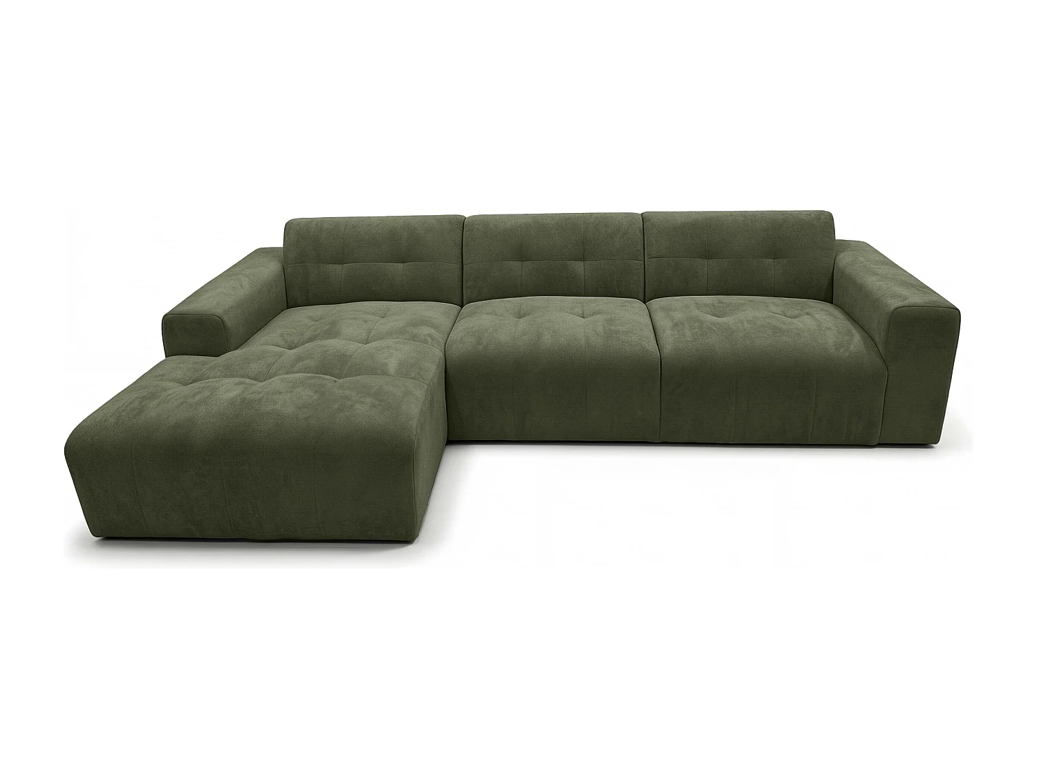 AX LIVING Canapé d'angle Corlu Vert pour salon 310 cm angle gauche