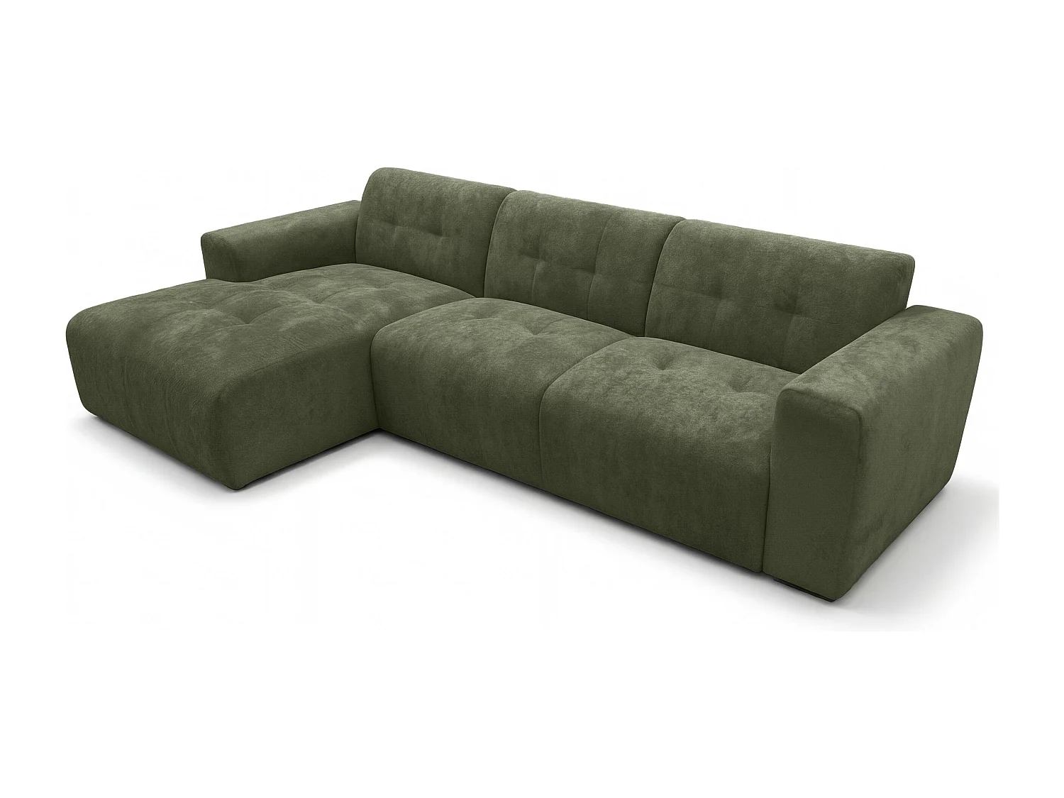 AX LIVING Canapé d'angle Corlu Vert pour salon 310 cm angle gauche