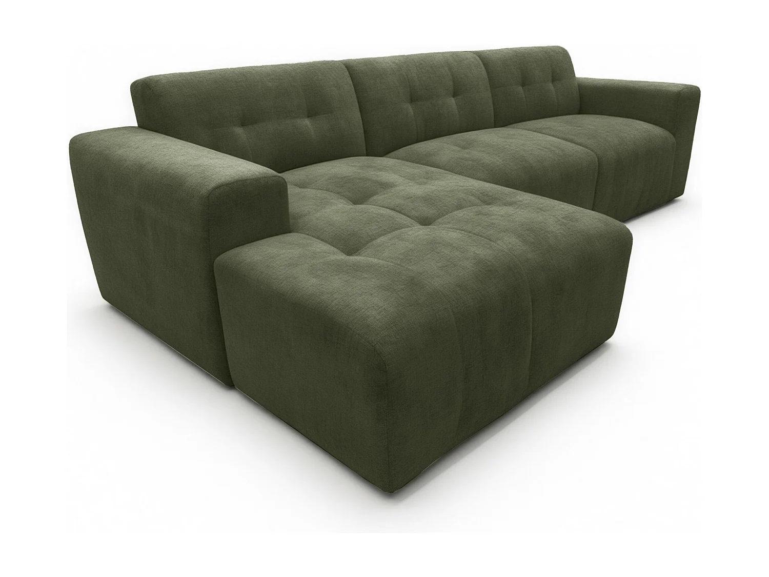 AX LIVING Canapé d'angle Corlu Vert pour salon 310 cm angle gauche