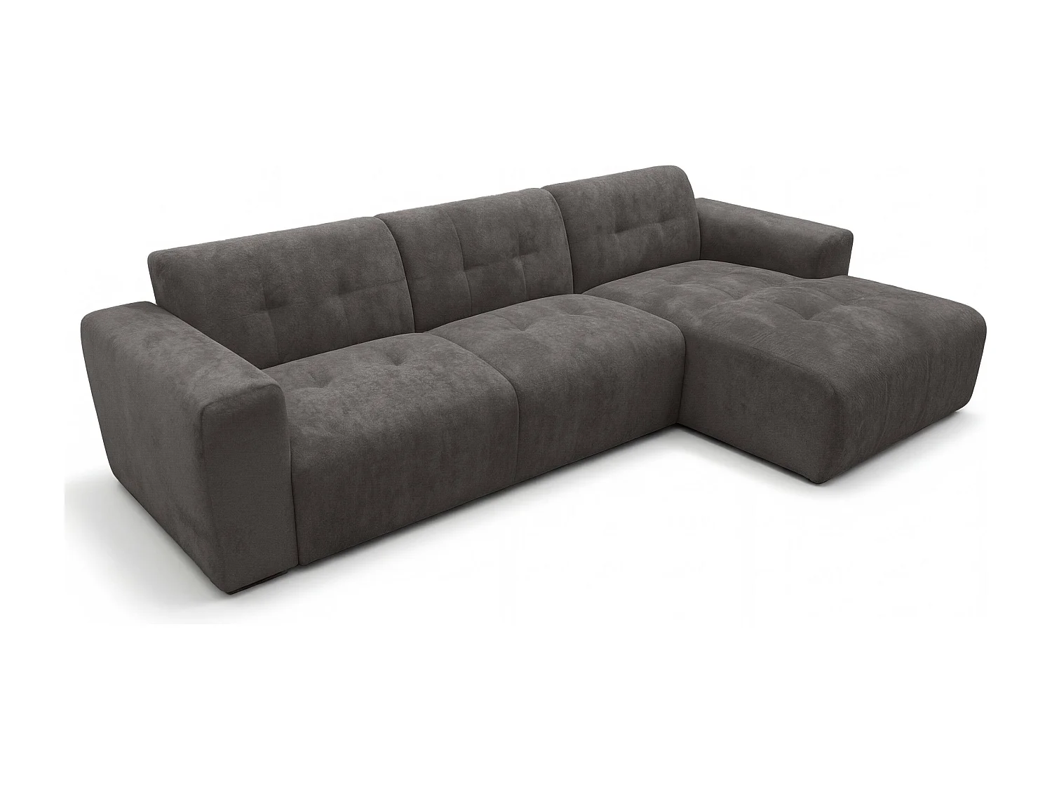 AX LIVING Canapé d'angle Corlu Gris foncé pour salon 310 cm angle droit