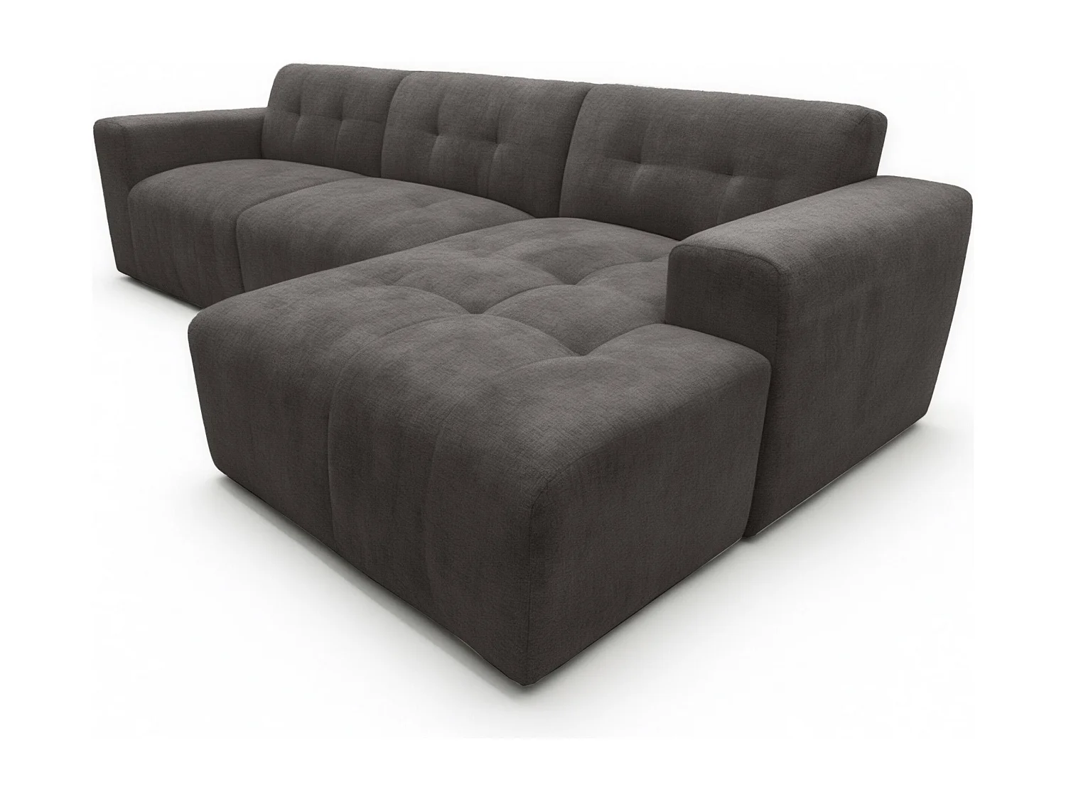 AX LIVING Canapé d'angle Corlu Gris foncé pour salon 310 cm angle droit
