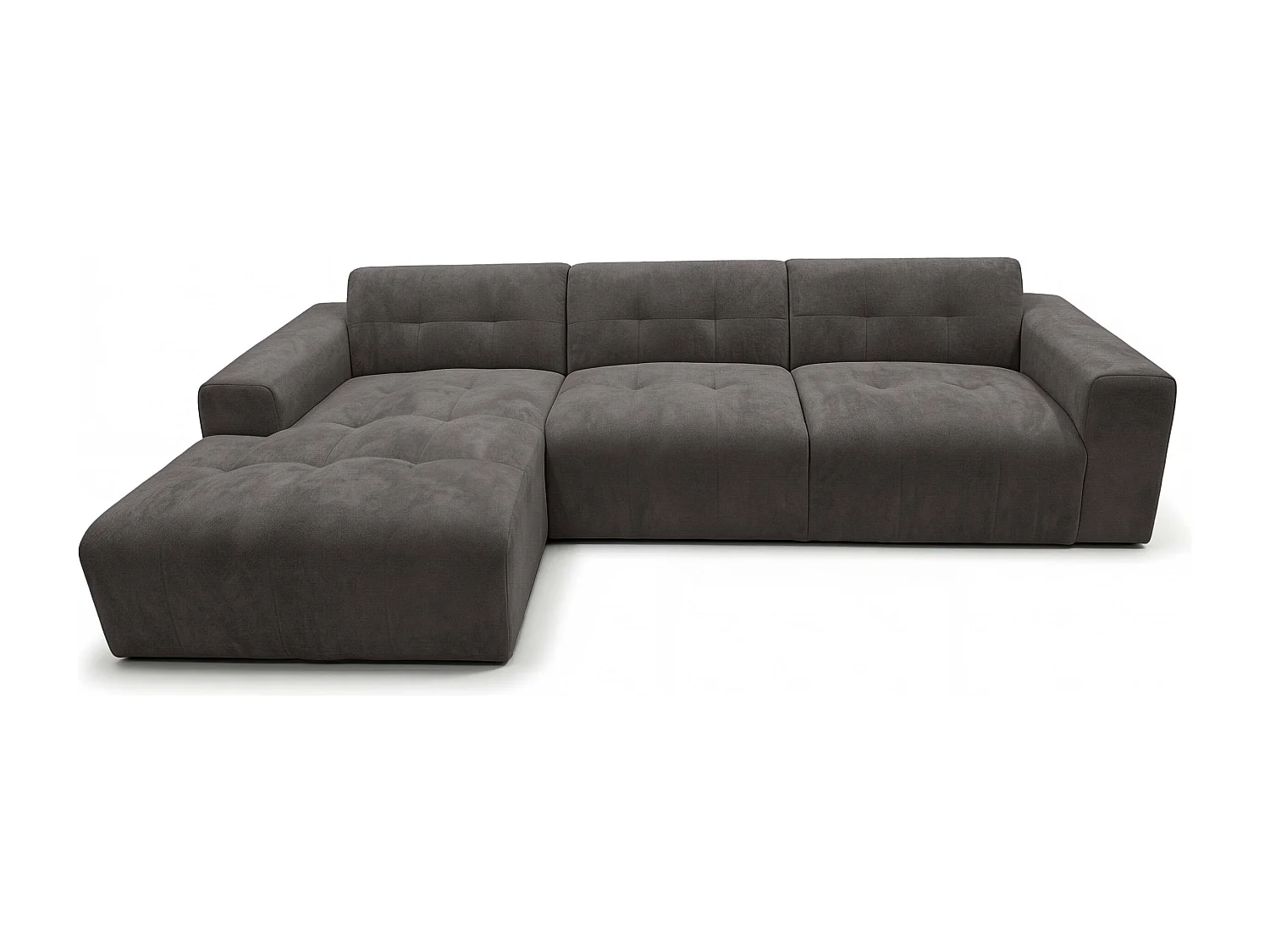 AX LIVING Canapé d'angle Corlu Gris foncé pour salon 310 cm angle gauche