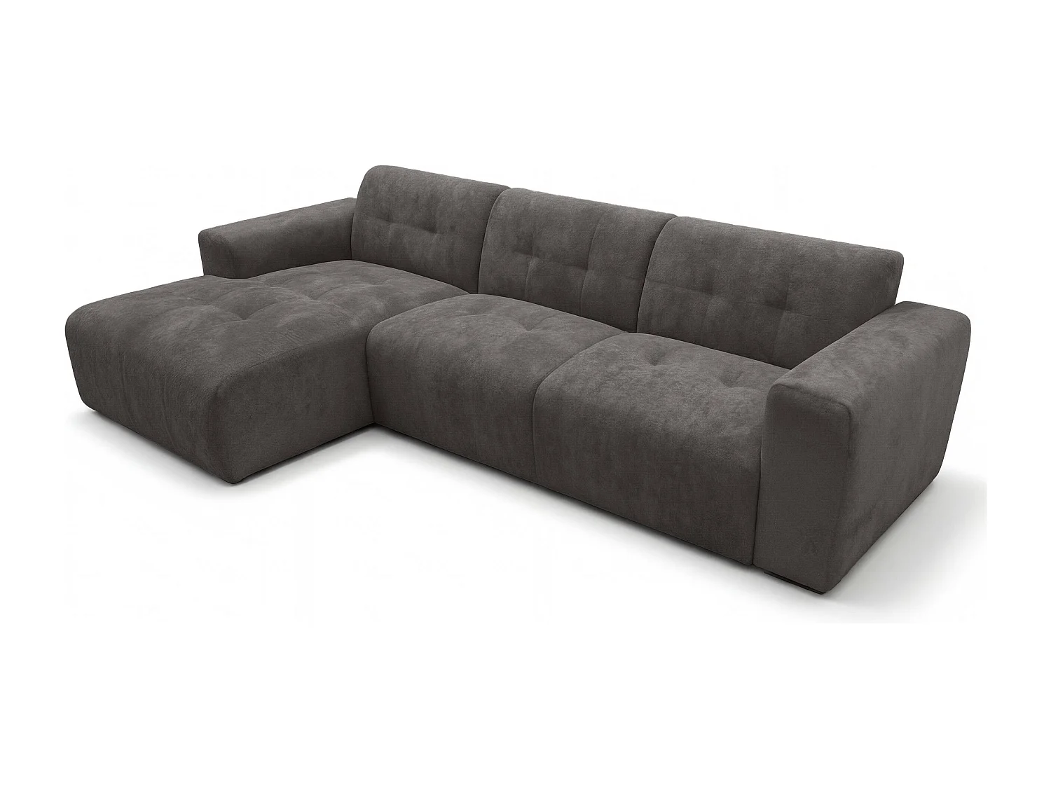 AX LIVING Canapé d'angle Corlu Gris foncé pour salon 310 cm angle gauche
