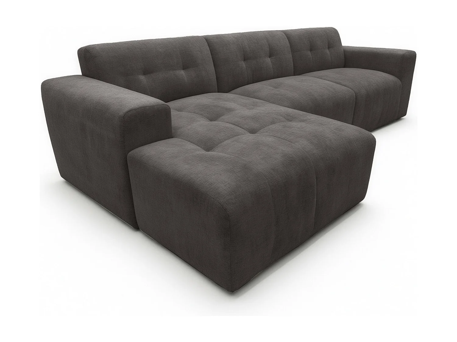 AX LIVING Canapé d'angle Corlu Gris foncé pour salon 310 cm angle gauche