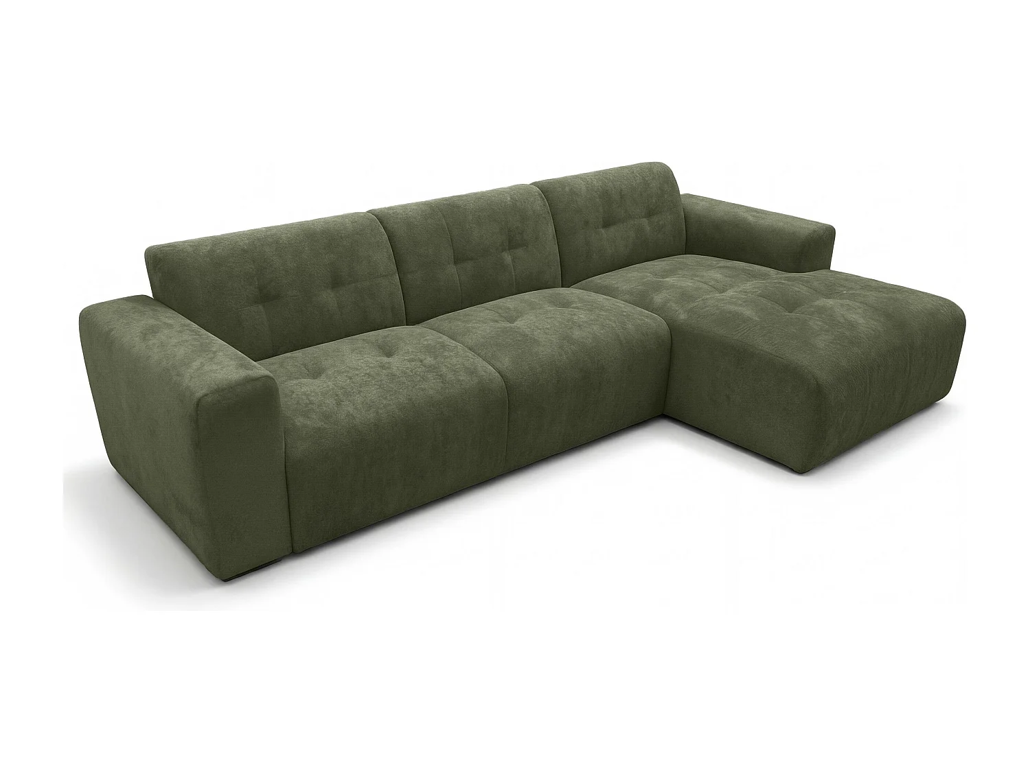 AX LIVING Canapé d'angle Corlu Vert pour salon 310 cm angle droit