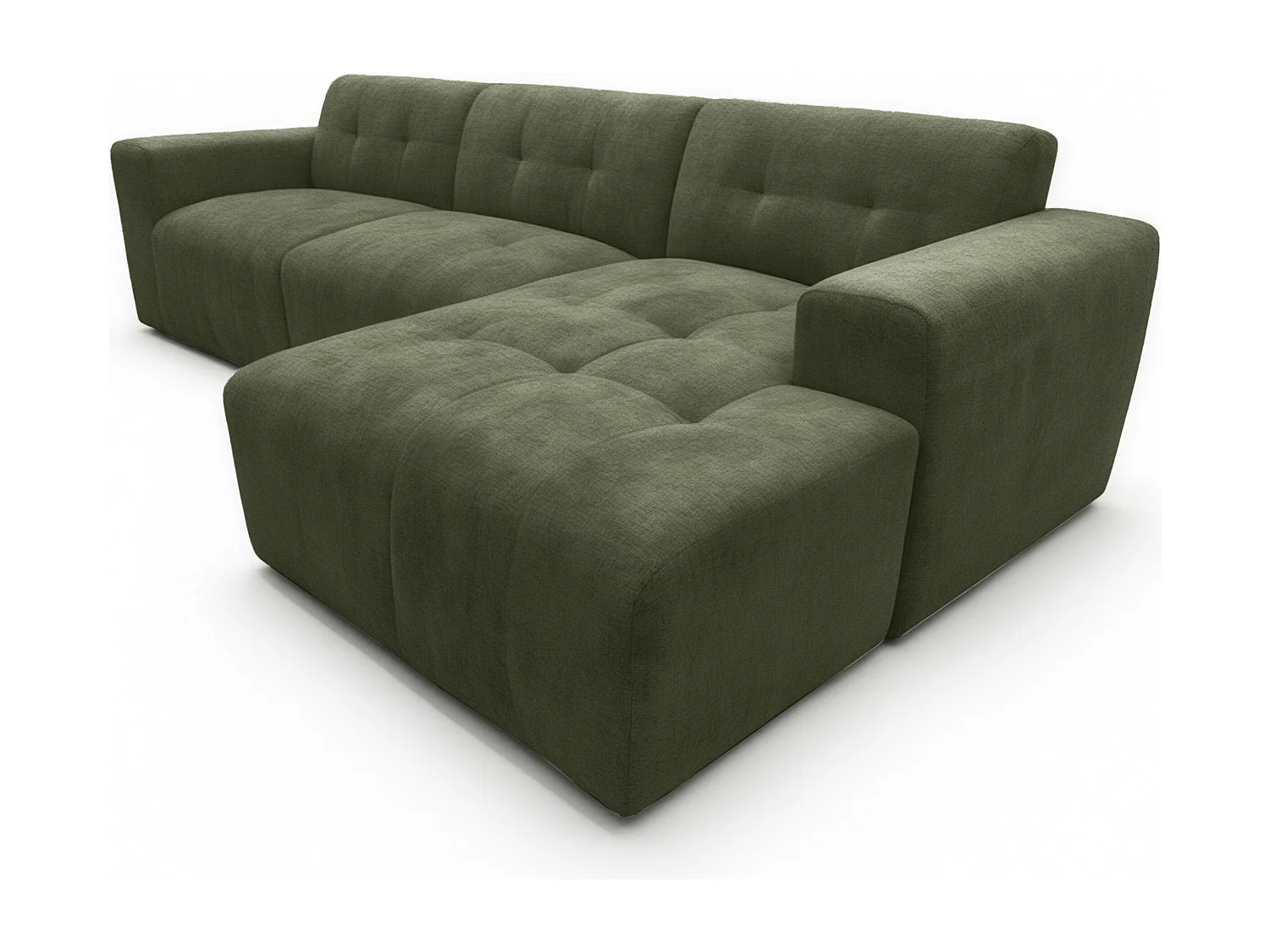 AX LIVING Canapé d'angle Corlu Vert pour salon 310 cm angle droit