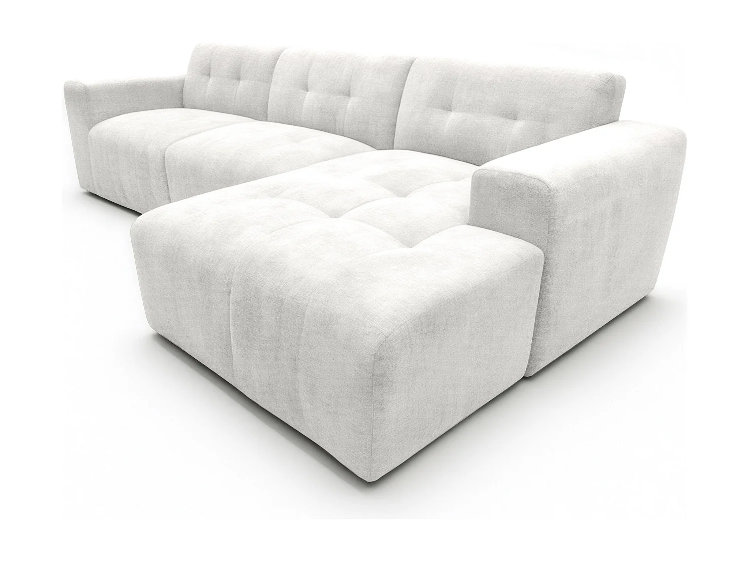 AX LIVING Canapé d'angle Corlu Blanc Perle pour salon 310 cm angle droit