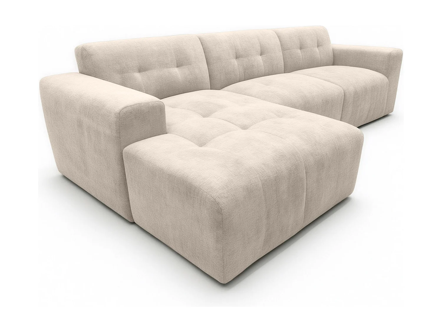 AX LIVING Canapé d'angle Corlu Crème pour salon 310 cm angle gauche