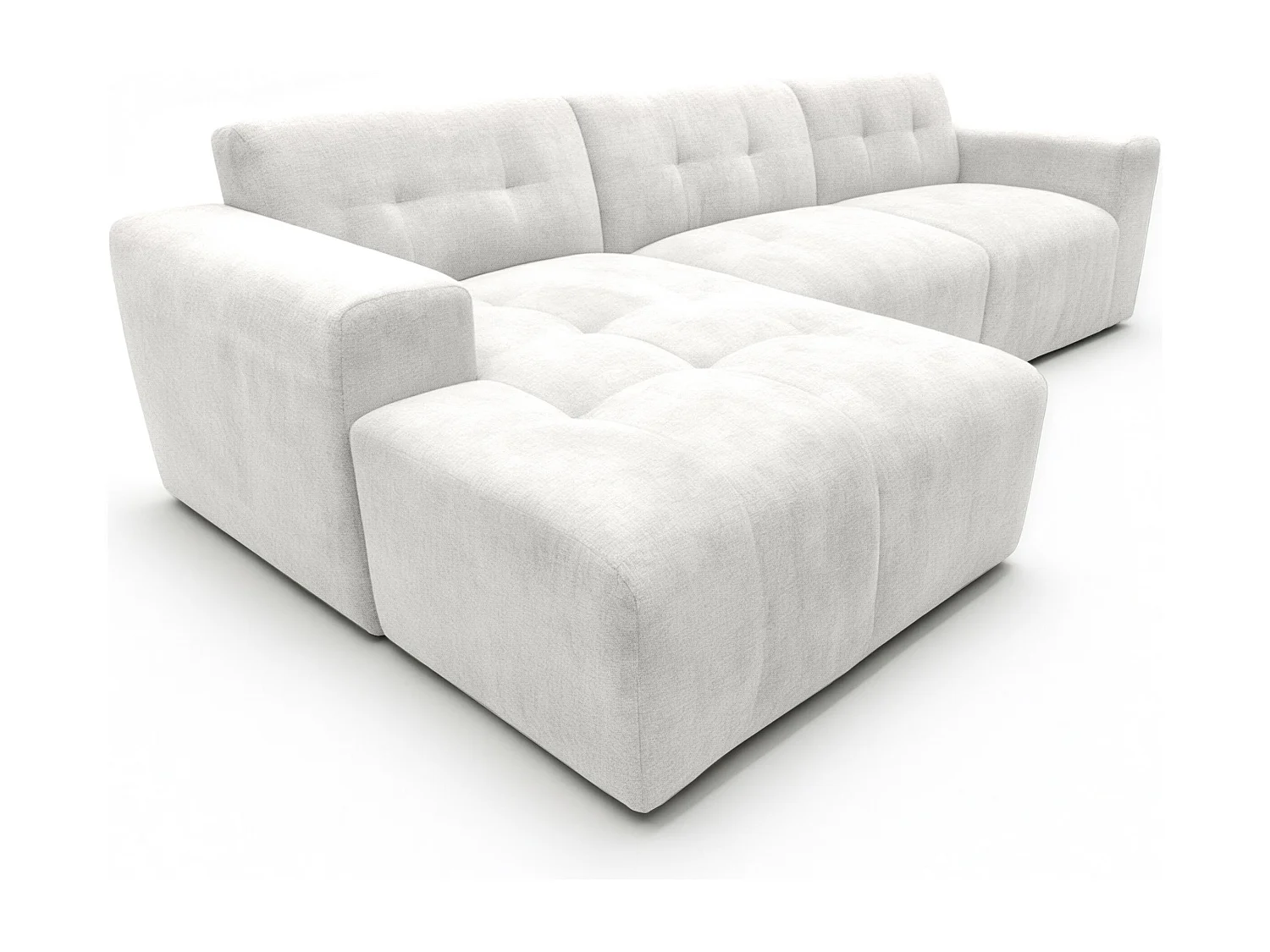 AX LIVING Canapé d'angle Corlu Blanc Perle pour salon 310 cm angle gauche