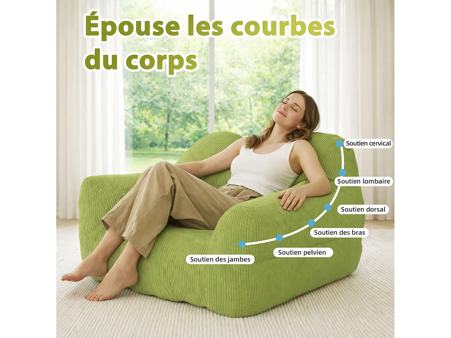 Fauteuil poire carré – Canapé poire cosy pour des moments de détente absolue