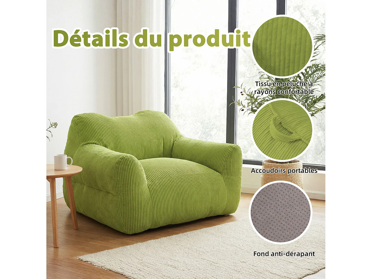 Fauteuil poire carré – Canapé poire cosy pour des moments de détente absolue