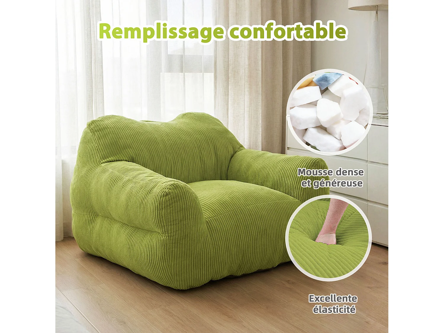 Fauteuil poire carré – Canapé poire cosy pour des moments de détente absolue