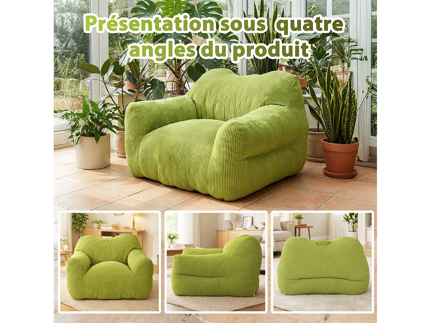 Fauteuil poire carré – Canapé poire cosy pour des moments de détente absolue