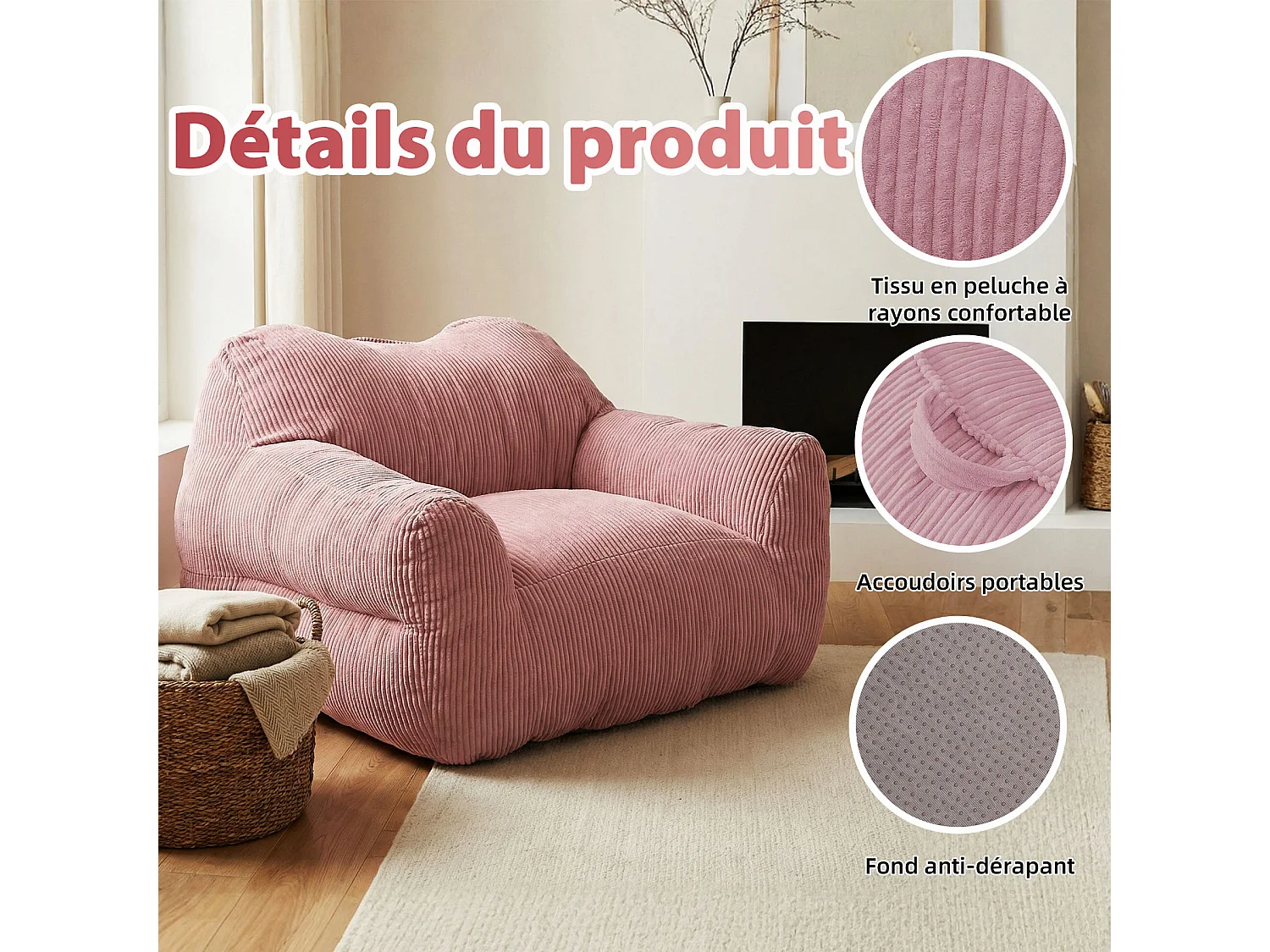 Fauteuil poire carré – Canapé poire cosy pour des moments de détente absolue