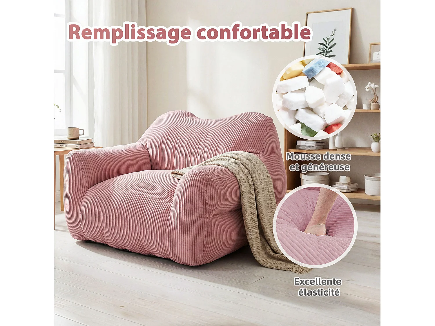 Fauteuil poire carré – Canapé poire cosy pour des moments de détente absolue
