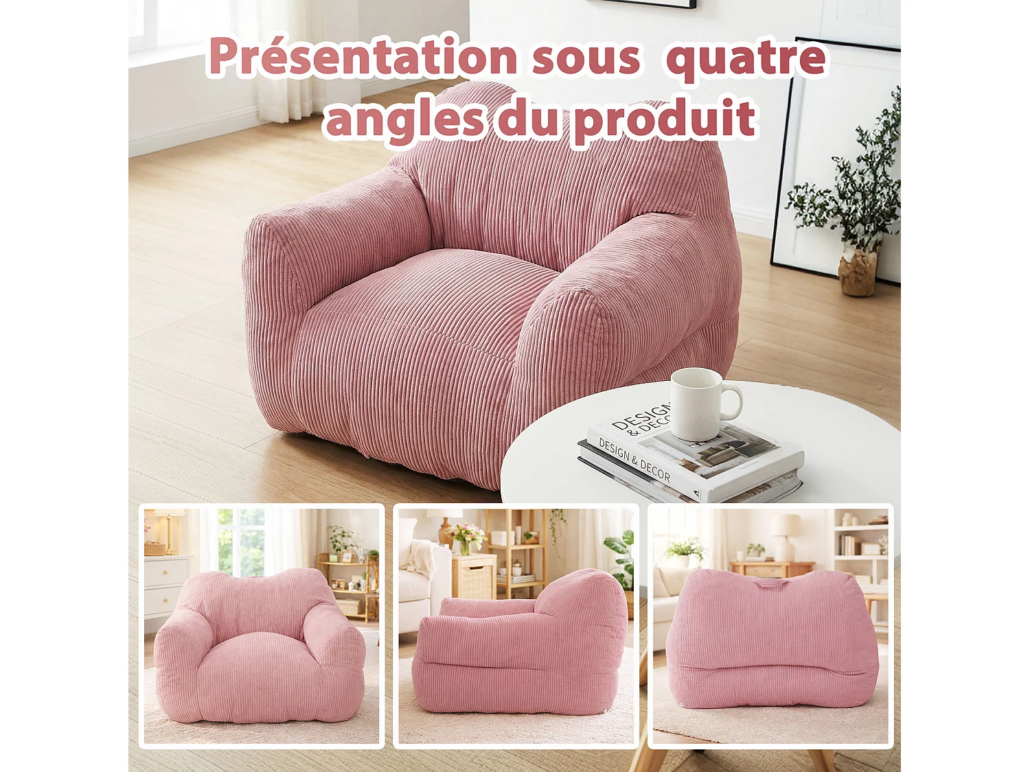 Fauteuil poire carré – Canapé poire cosy pour des moments de détente absolue