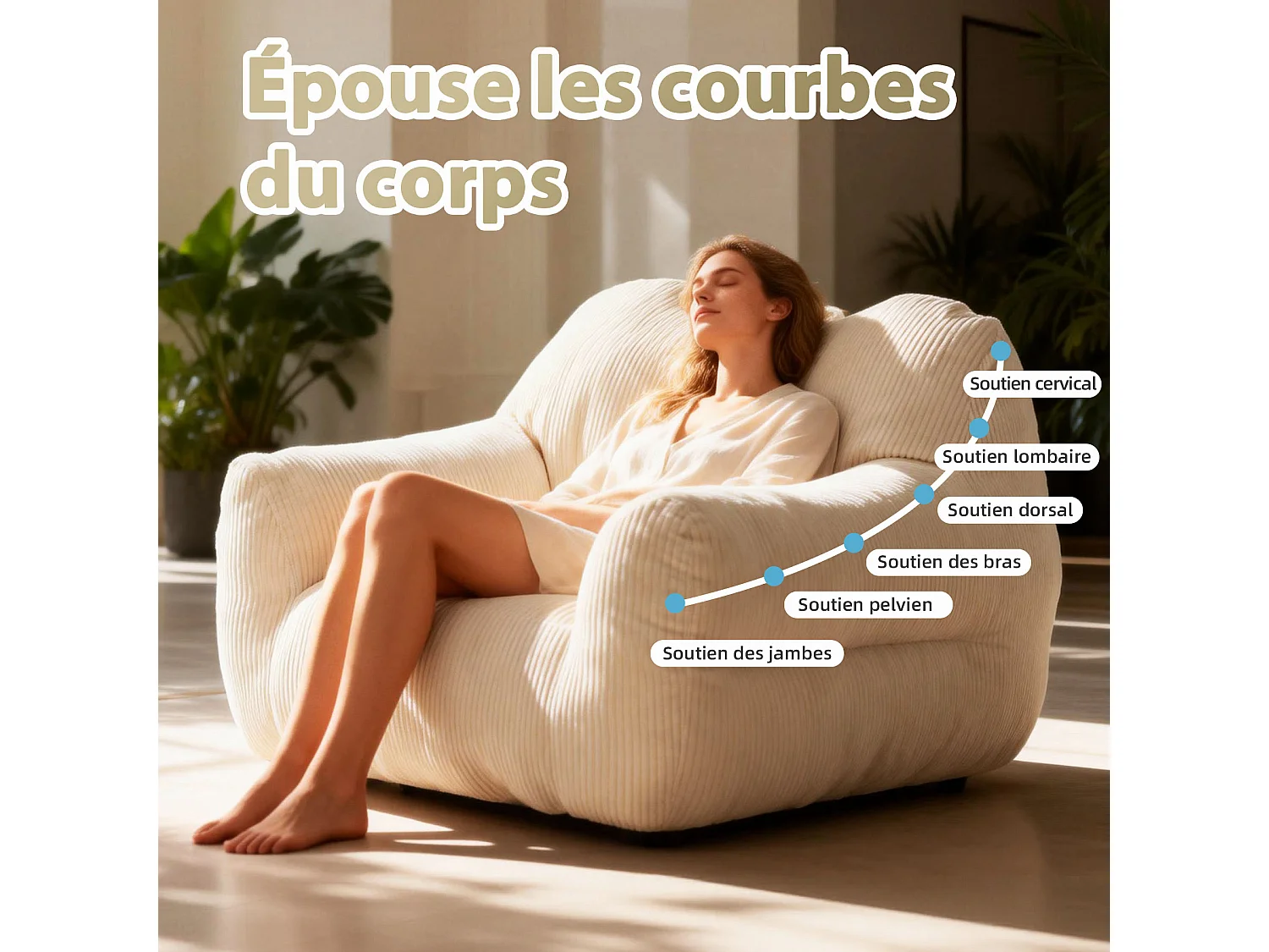 Fauteuil poire carré – Canapé poire cosy pour des moments de détente absolue