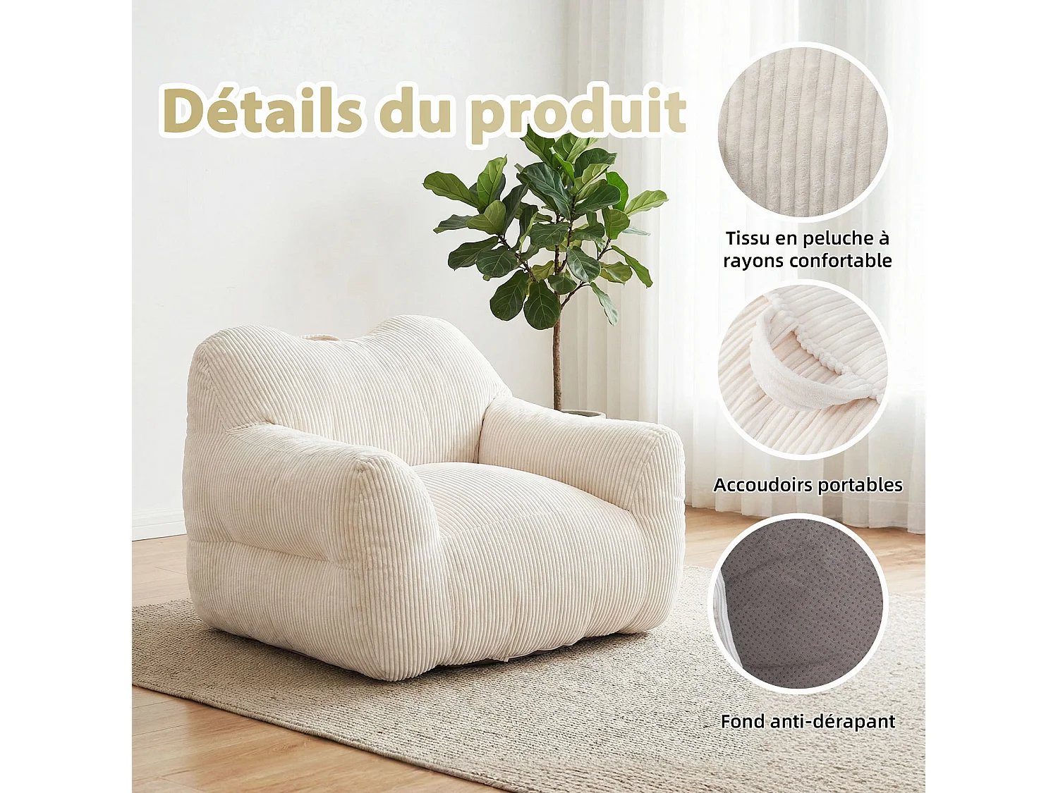 Fauteuil poire carré – Canapé poire cosy pour des moments de détente absolue