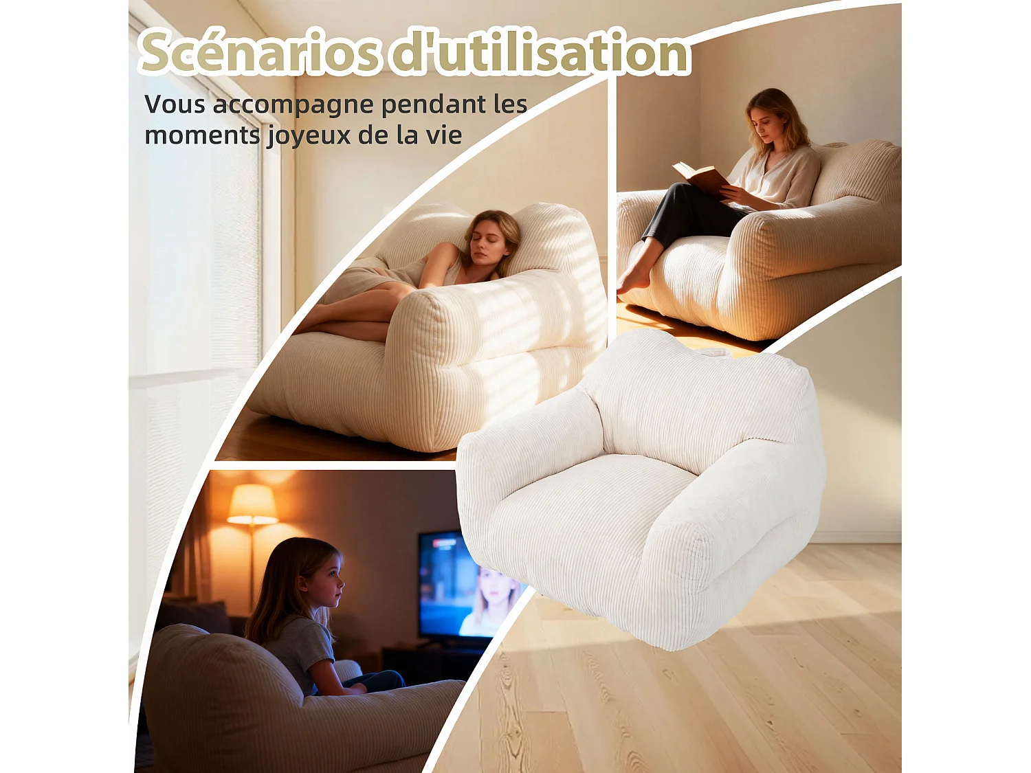 Fauteuil poire carré – Canapé poire cosy pour des moments de détente absolue