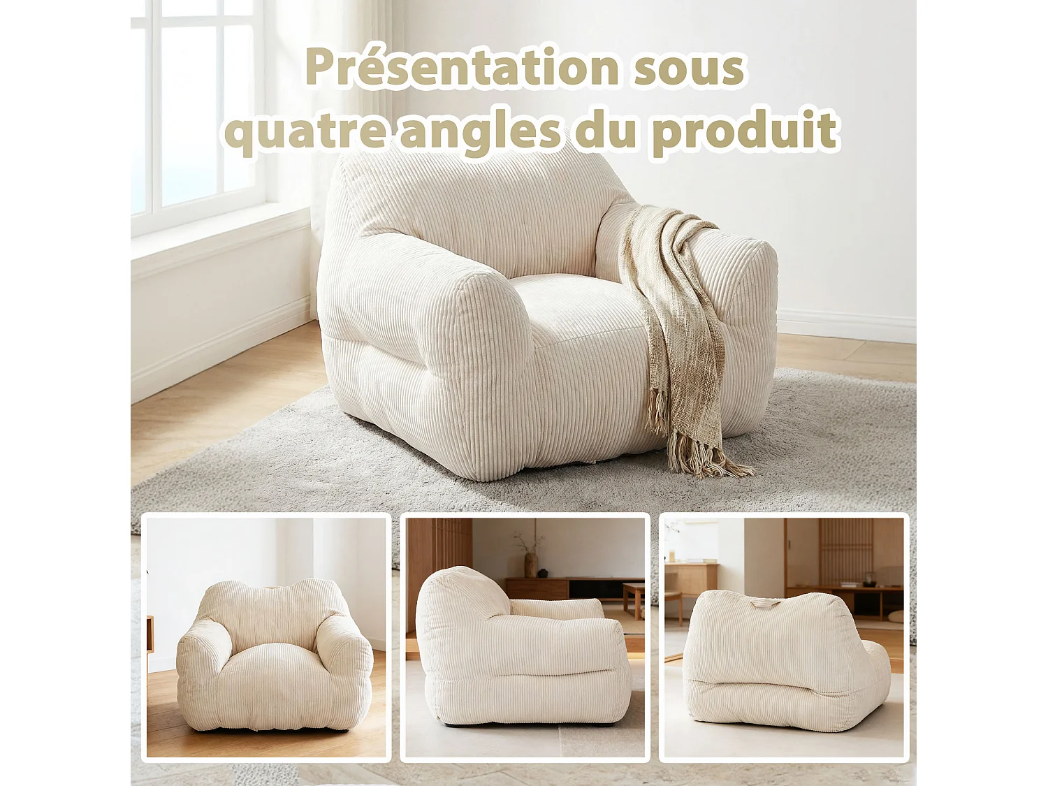 Fauteuil poire carré – Canapé poire cosy pour des moments de détente absolue