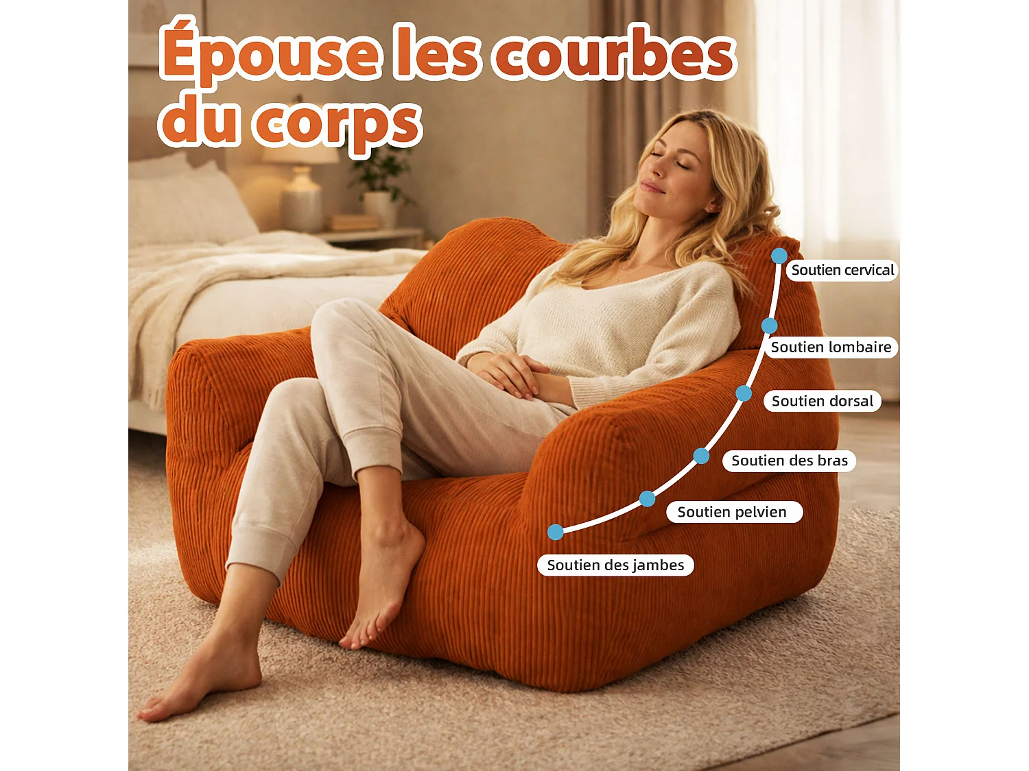 Fauteuil poire carré – Canapé poire cosy pour des moments de détente absolue