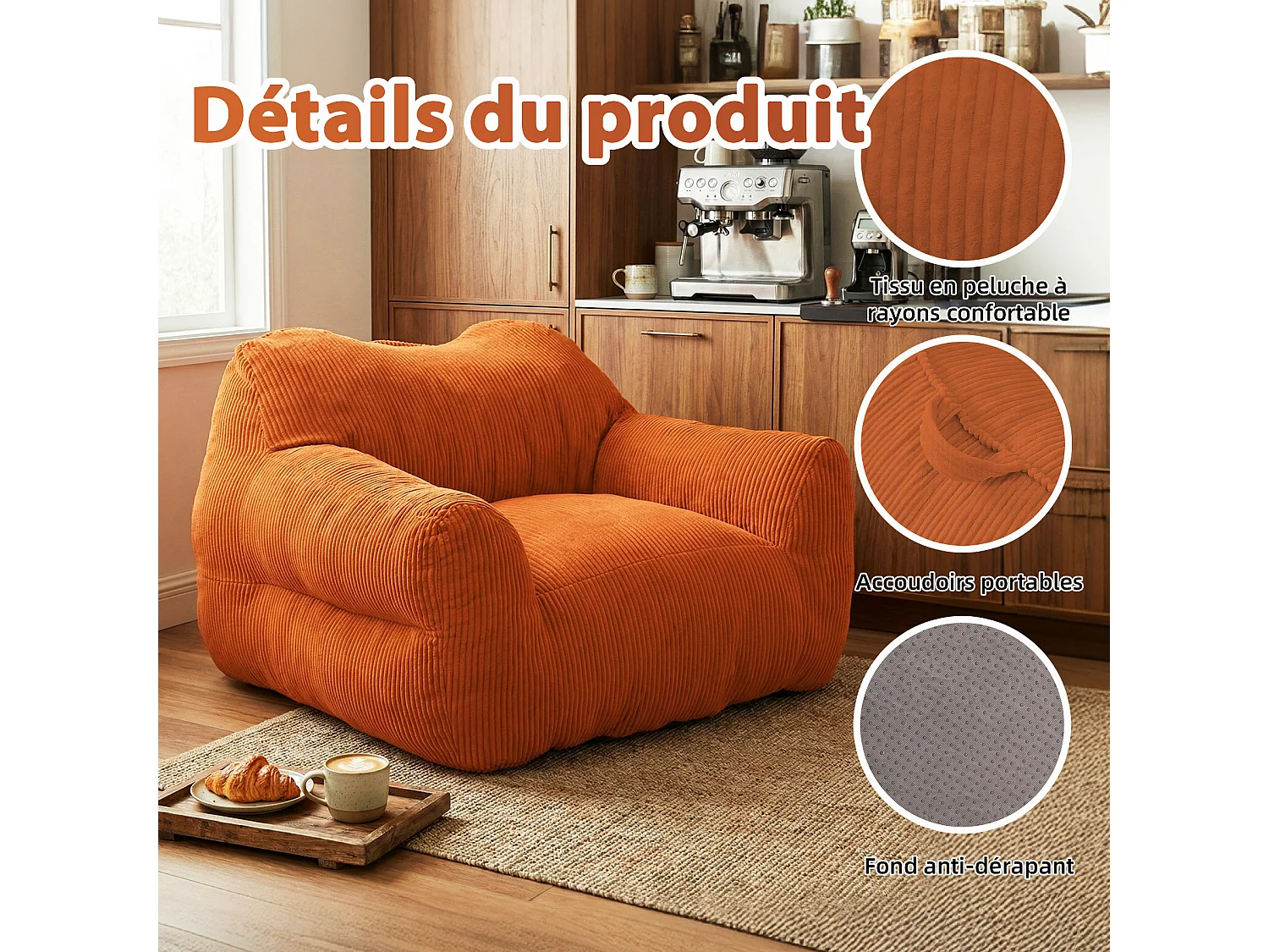 Fauteuil poire carré – Canapé poire cosy pour des moments de détente absolue