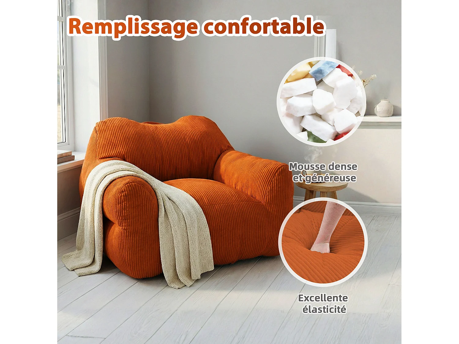 Fauteuil poire carré – Canapé poire cosy pour des moments de détente absolue