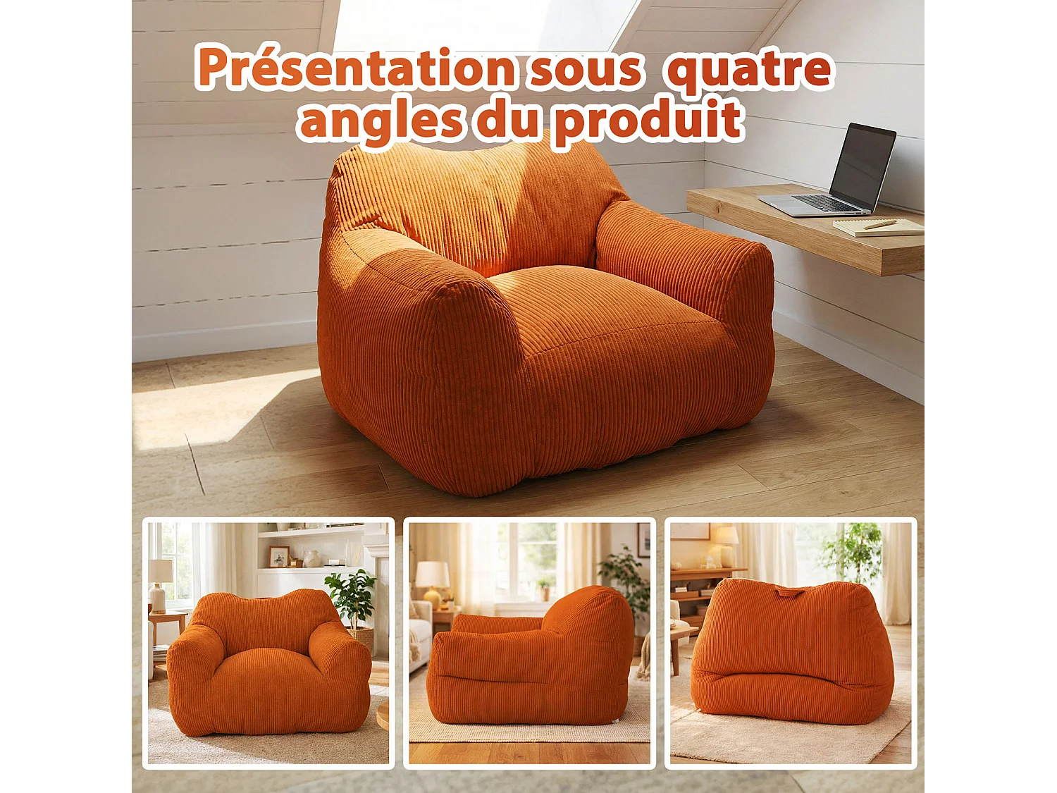 Fauteuil poire carré – Canapé poire cosy pour des moments de détente absolue