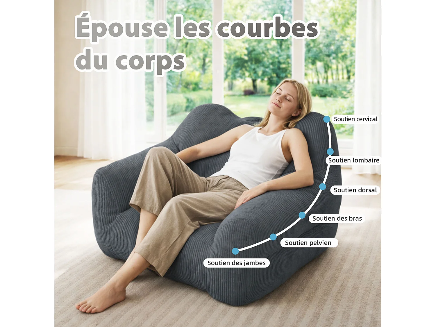 Fauteuil poire carré – Canapé poire cosy pour des moments de détente absolue