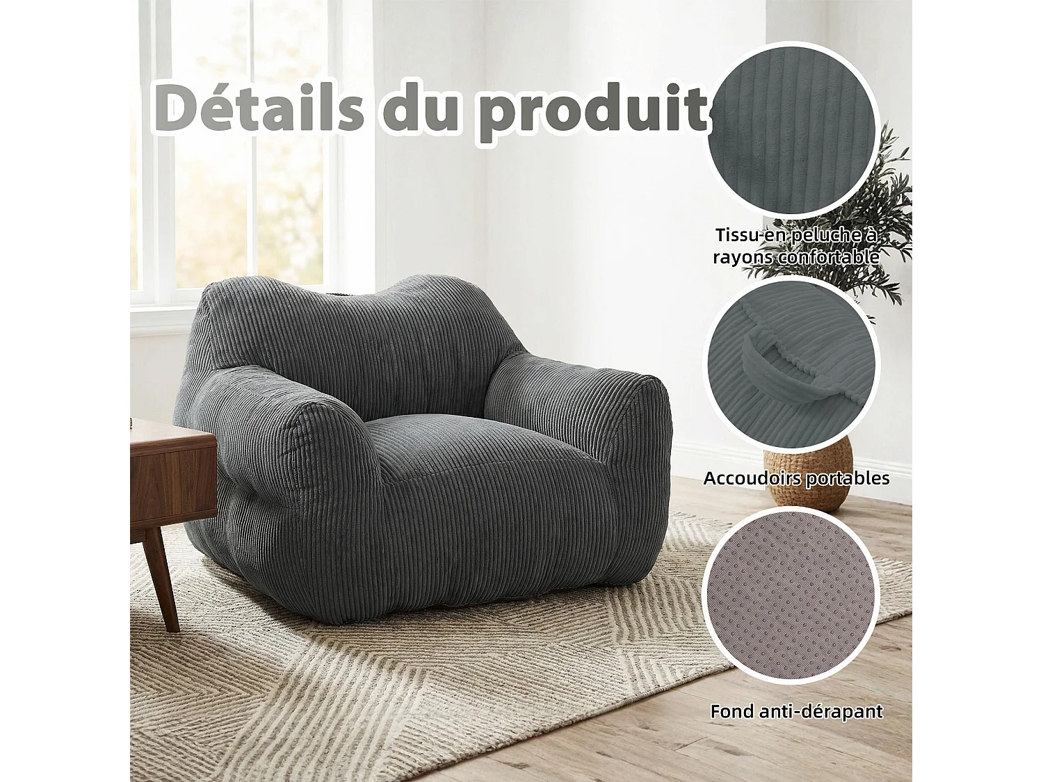 Fauteuil poire carré – Canapé poire cosy pour des moments de détente absolue