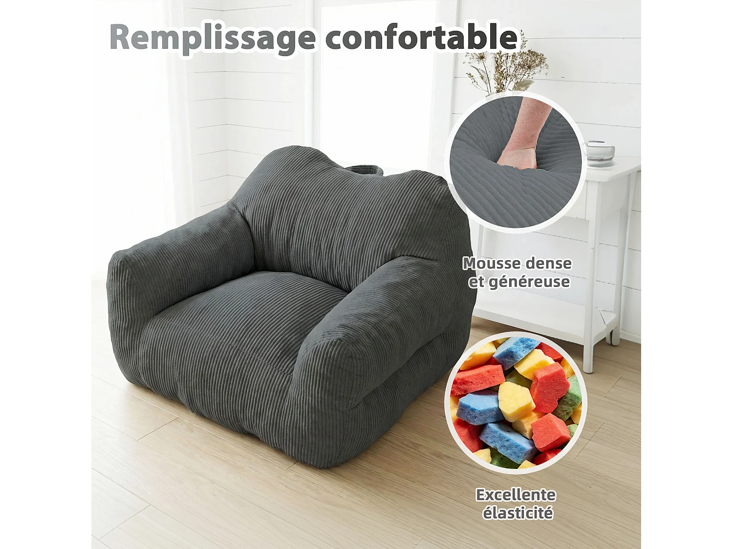 Fauteuil poire carré – Canapé poire cosy pour des moments de détente absolue