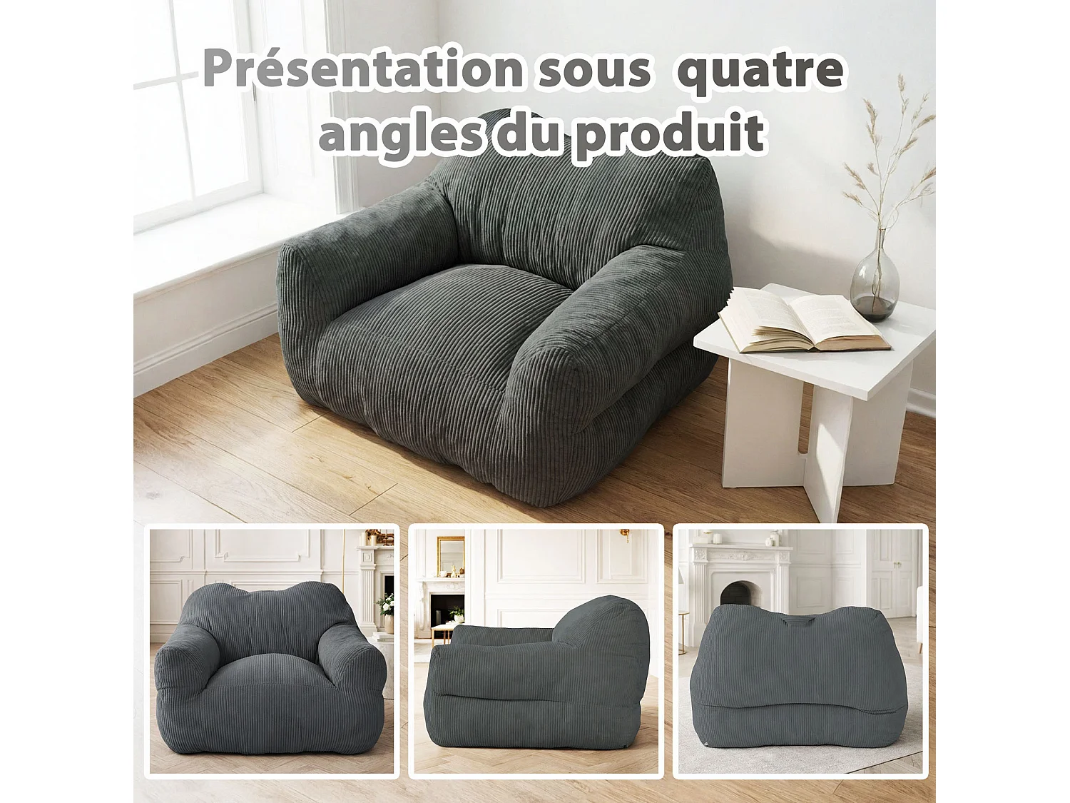 Fauteuil poire carré – Canapé poire cosy pour des moments de détente absolue