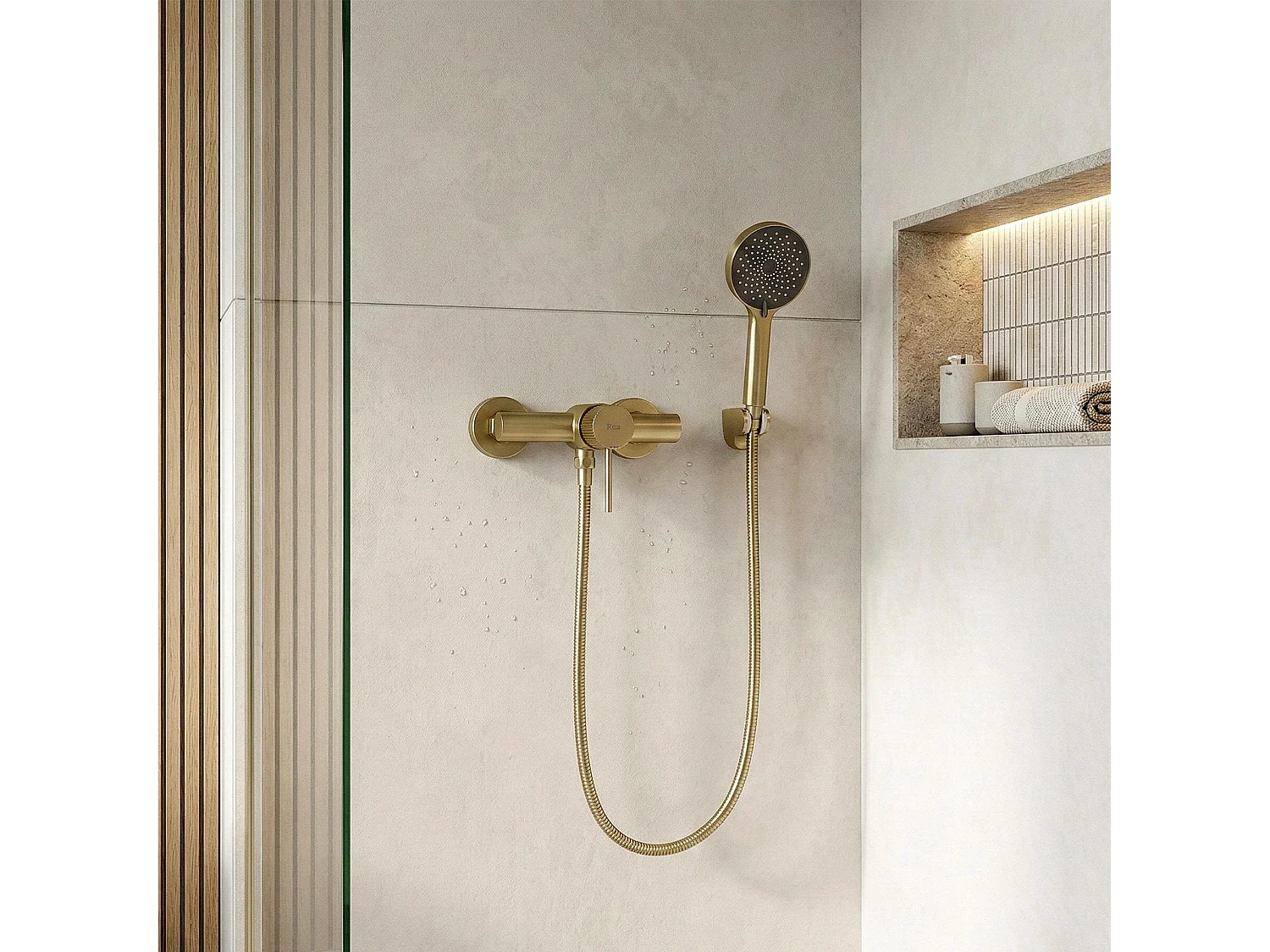 Torneira Para Chuveiro Rea Lungo Stripe Brush Gold
