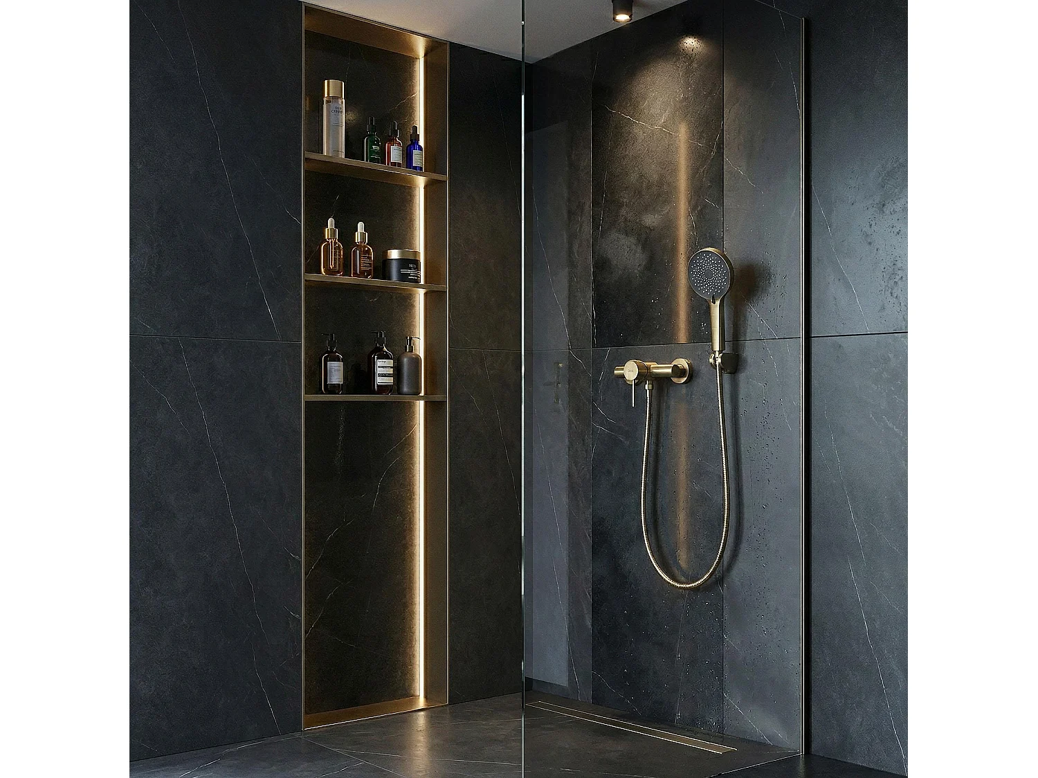 Torneira Para Chuveiro Rea Lungo Stripe Brush Gold