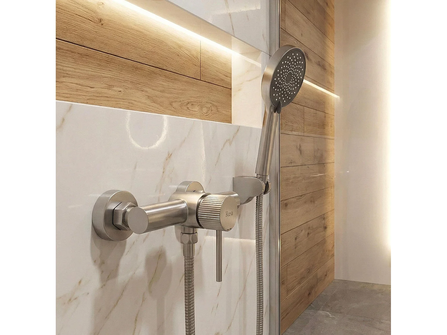 Torneira Para Chuveiro Rea Lungo Stripe Brush Steel