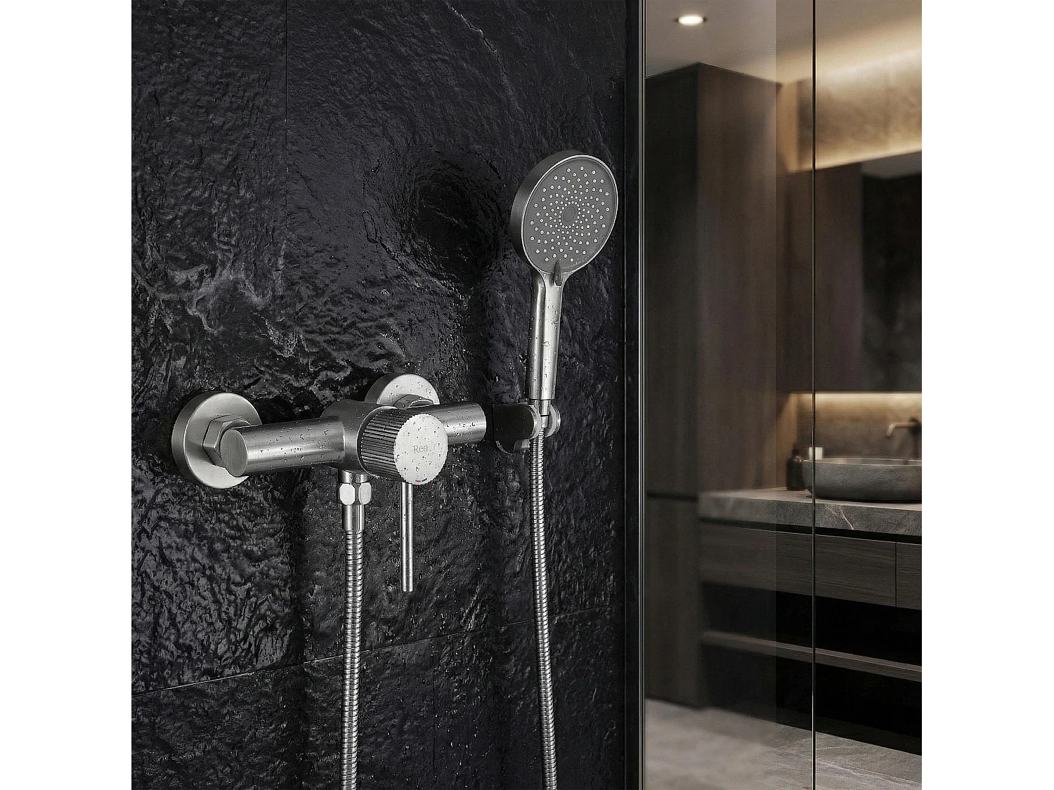 Torneira Para Chuveiro Rea Lungo Stripe Brush Steel