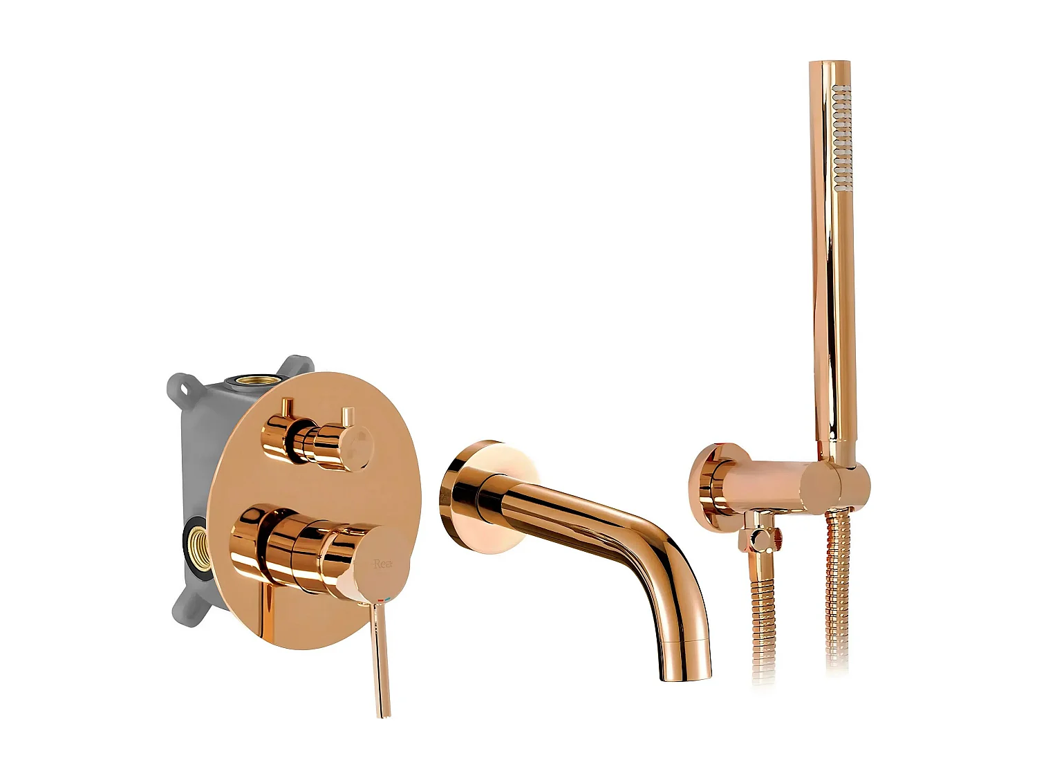 Vrijstaande Badmengkraan Rea Lungo + Box Copper