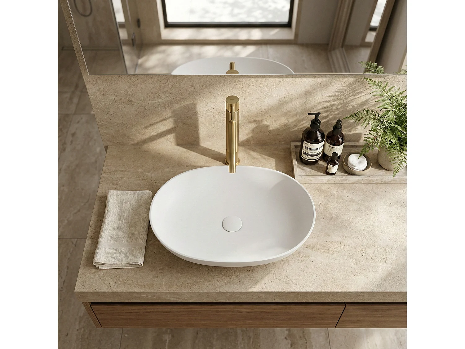 Robinet De Lavabo Rea Lungo Stripe High Brush Gold