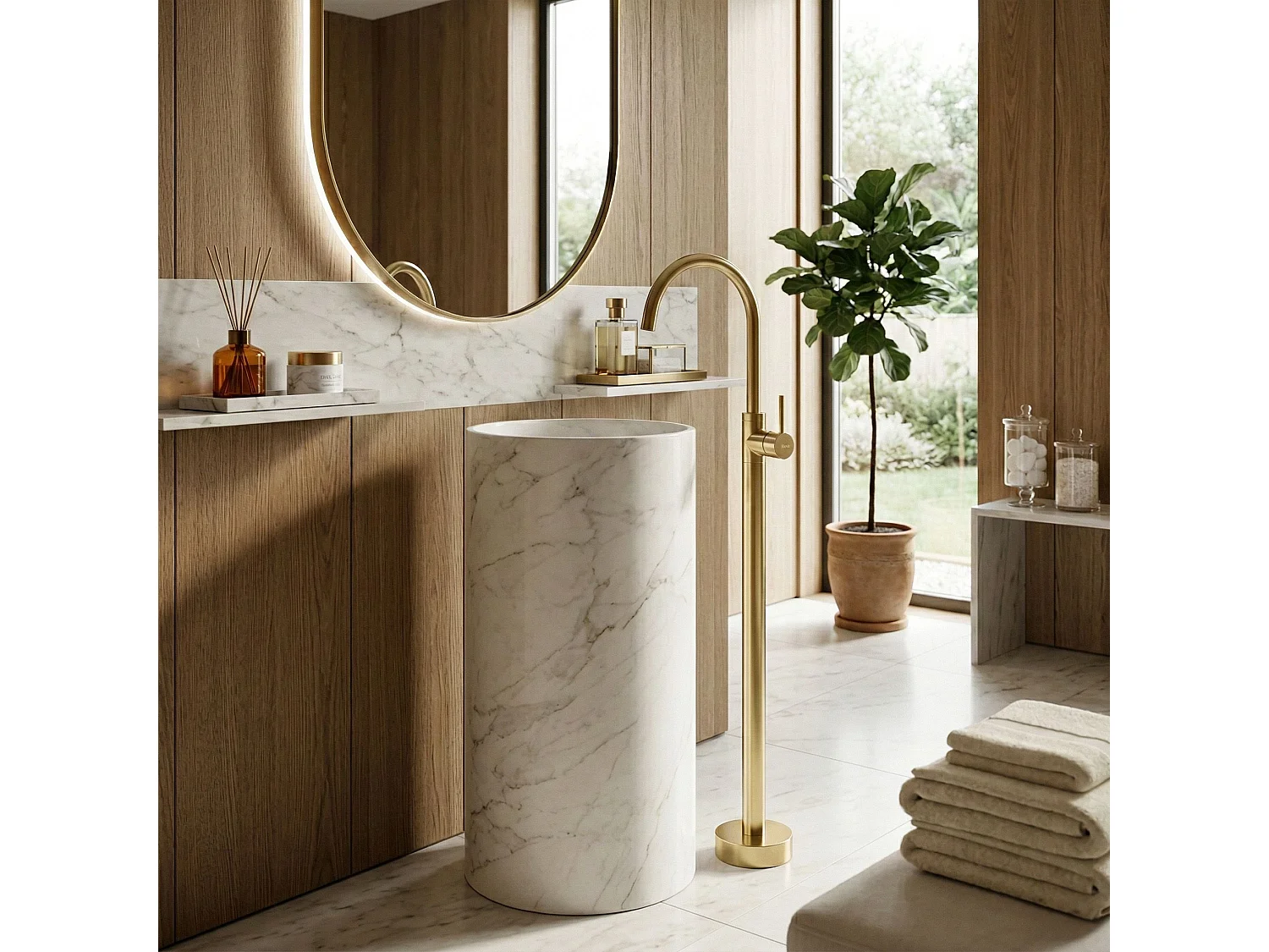 Robinet De Lavabo Sur Pied Rea Lungo Gold