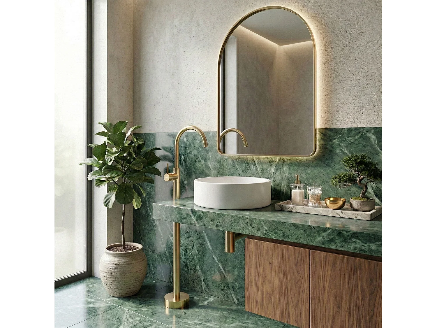 Robinet De Lavabo Sur Pied Rea Lungo Gold