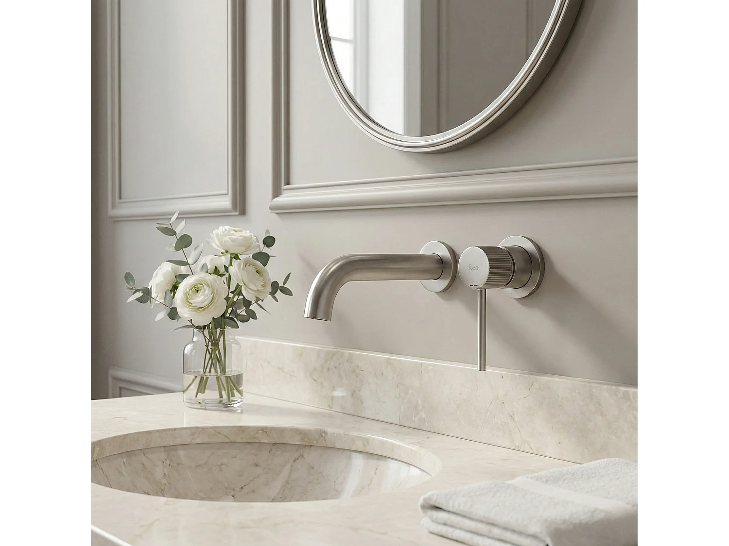 Robinet De Lavabo Encastré Rea Lungo Stripe Brush Steel